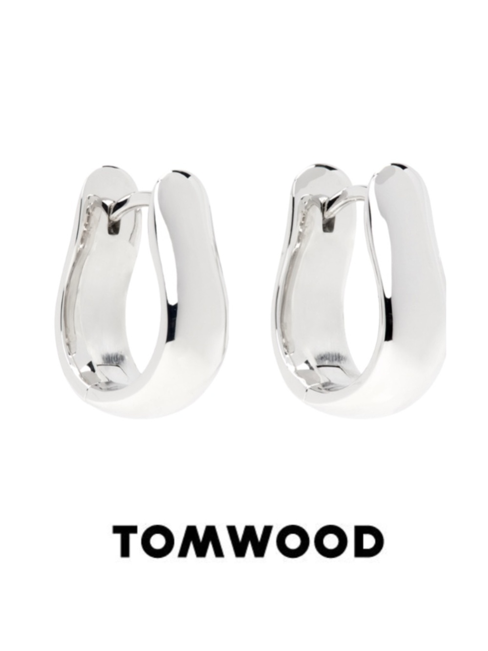 TOM WOOD | Oyster Hoops Small – Sterling Silver (Rhodium Plated)